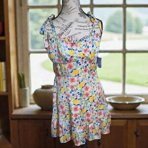 Morgan & Co. Floral  Mini Lemon Dress